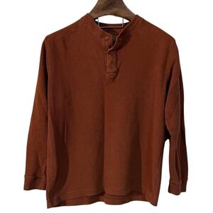 Gander Mountain Guide Series Mens XL Brown Waffle Knit Henley Shirt Base Layer